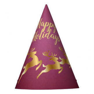 Weihnachts-Party Golden Rentiers Rosa Elegante Partyhütchen
