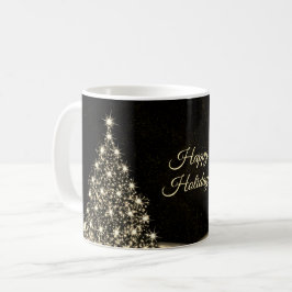 Weihnachts-Party Golden Shiny Tree Winter Schwarz Kaffeetasse