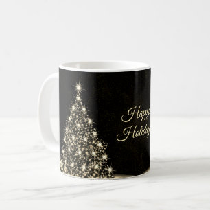 Weihnachts-Party Golden Shiny Tree Winter Schwarz Kaffeetasse