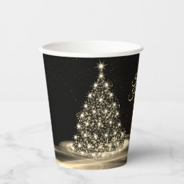 Weihnachts-Party Golden Shiny Tree Winter Schwarz Pappbecher
