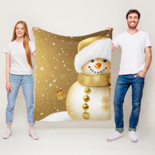 Weihnachts-Party Golden Snowman Schneeflocken Fleecedecke