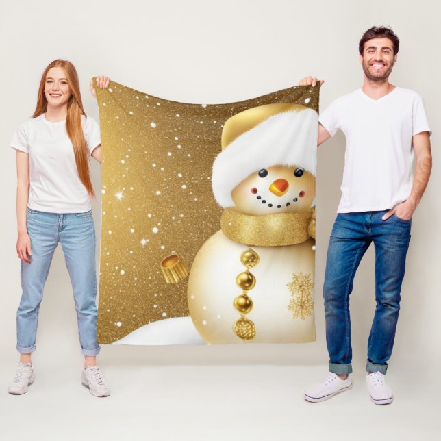 Weihnachts-Party Golden Snowman Schneeflocken Fleecedecke (Beispiel)