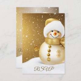 Weihnachts-Party Golden Snowman Schneeflocken RSVP Karte
