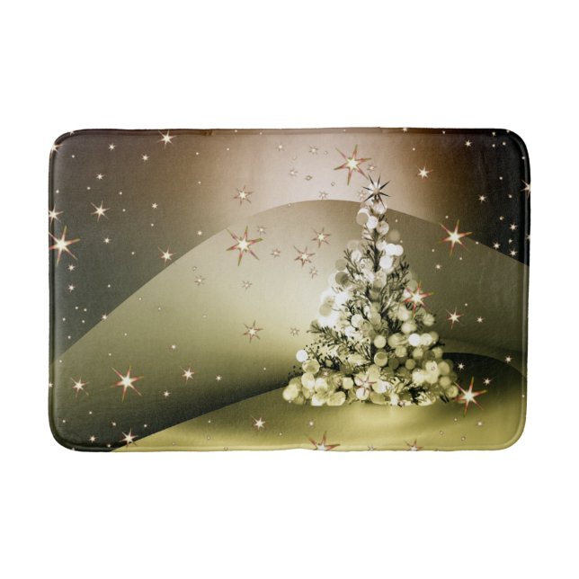 Weihnachts-Party Golden Tree Shiny Sparkle Badematte (Vorderseite)