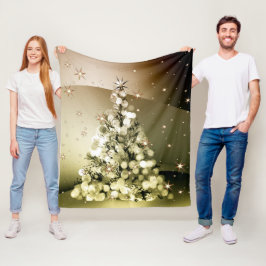 Weihnachts-Party Golden Tree Shiny Sparkle Fleecedecke