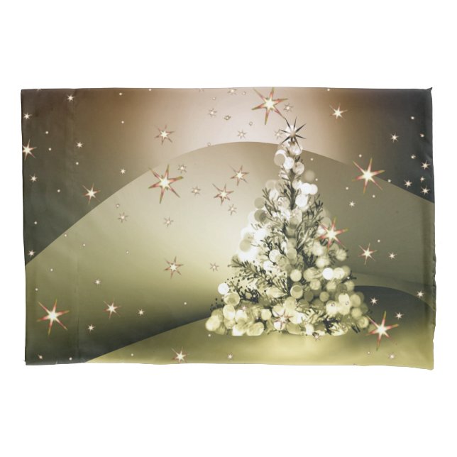 Weihnachts-Party Golden Tree Shiny Sparkle Kissenbezug (Vorderseite)