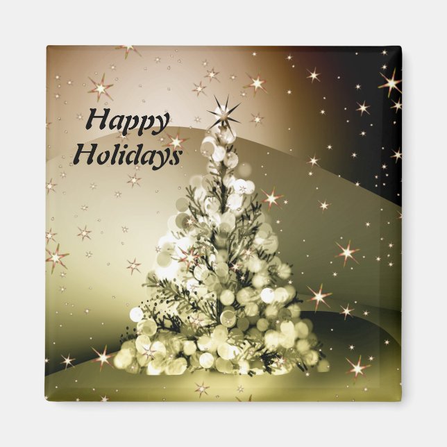 Weihnachts-Party Golden Tree Shiny Sparkle Magnet (Vorne)