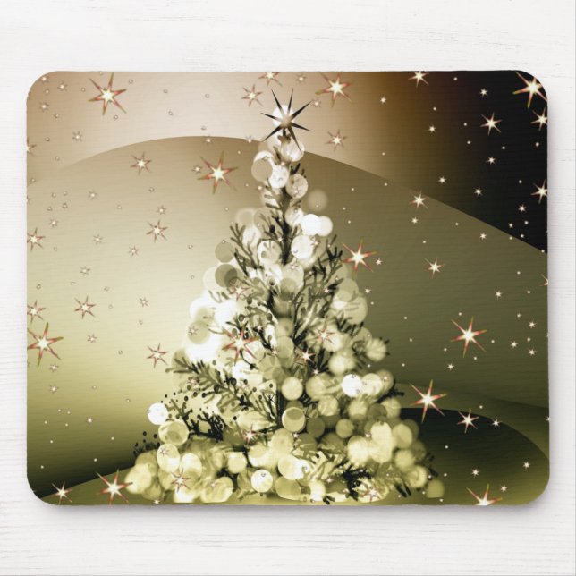 Weihnachts-Party Golden Tree Shiny Sparkle Mousepad (Vorne)