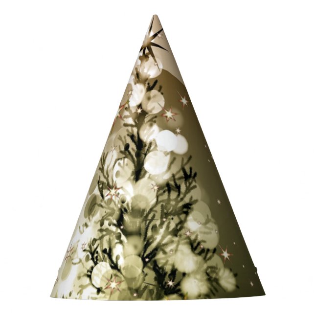 Weihnachts-Party Golden Tree Shiny Sparkle Partyhütchen (Vorderseite)