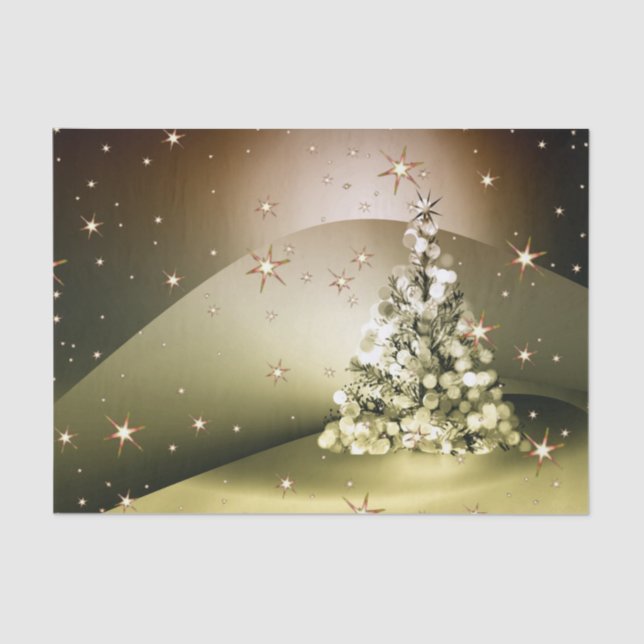 Weihnachts-Party Golden Tree Shiny Sparkle Seidenpapier (Vorderseite)