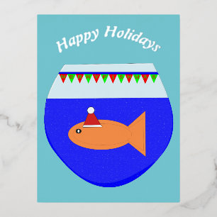 Weihnachts-Party Goldfish Custom Folien Feiertagspostkarte