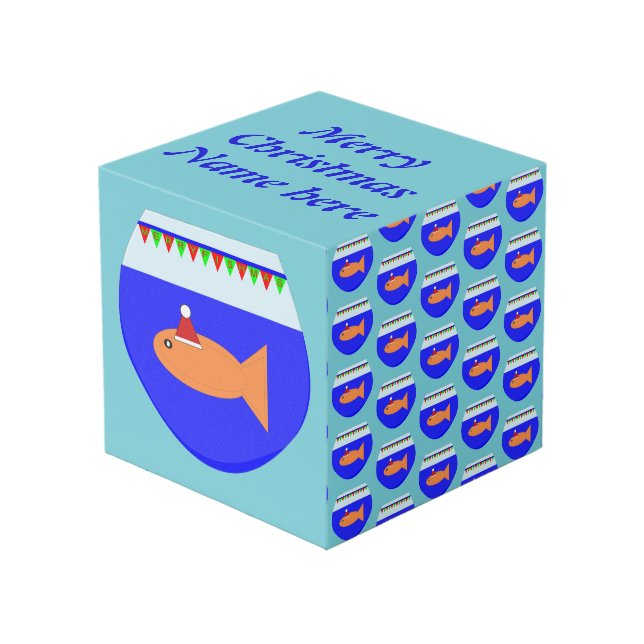 Weihnachts-Party Goldfish Custom Foto Cube Würfel (Vorderseite Schrägansicht)