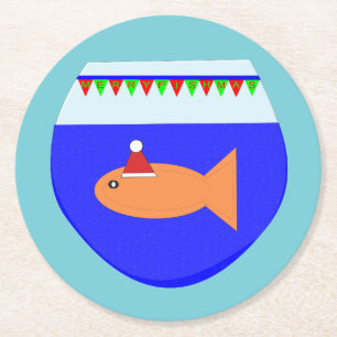 Weihnachts-Party Goldfish Custom Paper Untersetzer