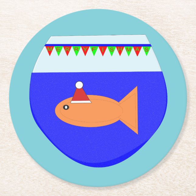 Weihnachts-Party Goldfish Custom Paper Untersetzer (Vorderseite)