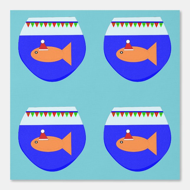 Weihnachts-Party Goldfish Gemustert Tapete (Vorderseite)