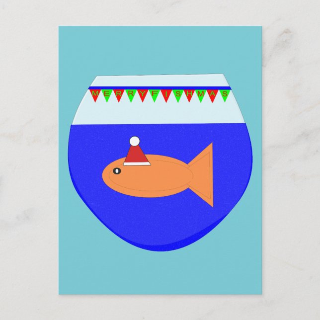 Weihnachts-Party Goldfish Postkarte (Vorderseite)