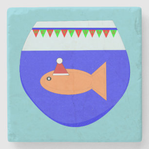 Weihnachts-Party Goldfish Steinuntersetzer