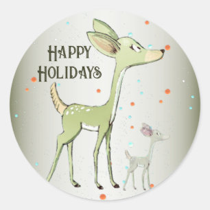 Weihnachts-Party Grüne Hirsche Urlaub Niedlich Runder Aufkleber
