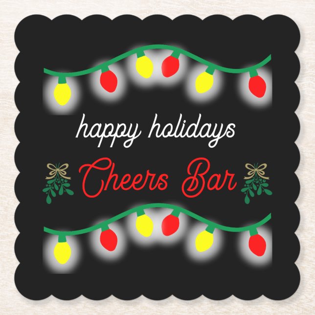 Weihnachts-Party Happy Hour Werbeaktion Untersetzer (Vorderseite)