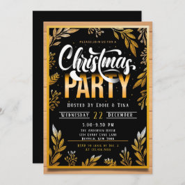 Weihnachts-Party in Schwarz und Gold Einladung