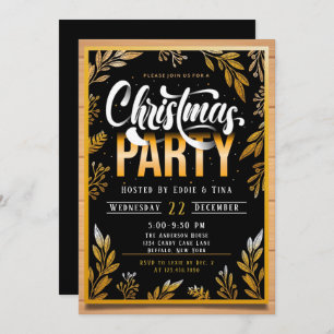 Weihnachts-Party in Schwarz und Gold Einladung