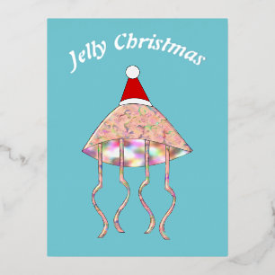 Weihnachts-Party Jellyfish Custom Folien Feiertagspostkarte