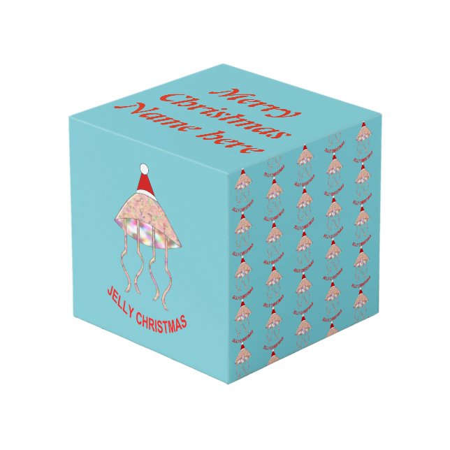 Weihnachts-Party Jellyfish Custom Foto Cube Würfel (Vorderseite Schrägansicht)