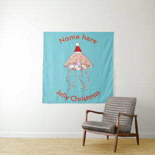 Weihnachts Party Jellyfish Custom Tapestry Wandteppich