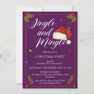 Weihnachts-Party Jingle und Mingle Lila Thema Einladung