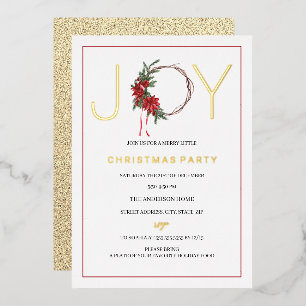 Weihnachts-Party Joy Red Foliage Wreath Folieneinladung