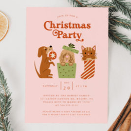 Weihnachts-Party Katzenwelse Rosa Einladung