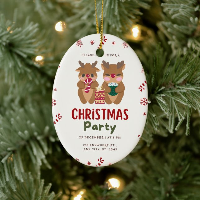 Weihnachts-Party Keramik Ornament (Baum)