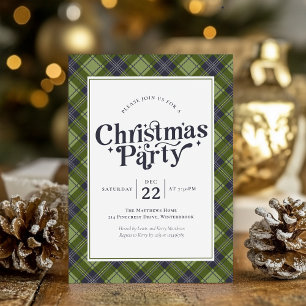 Weihnachts-Party Klassisch Kariert Einladung