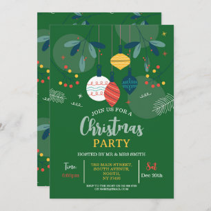 Weihnachts-Party laden Grünen Party Bauble ein Einladung