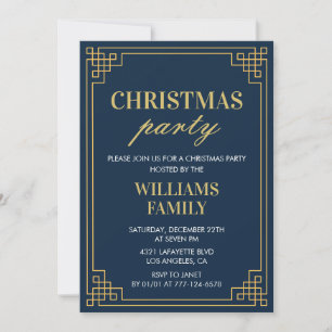 Weihnachts-Party laden Navy Gold Einladung