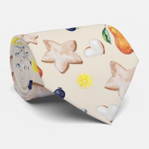 Weihnachts-Party Lemon Pear Watercolor Krawatte