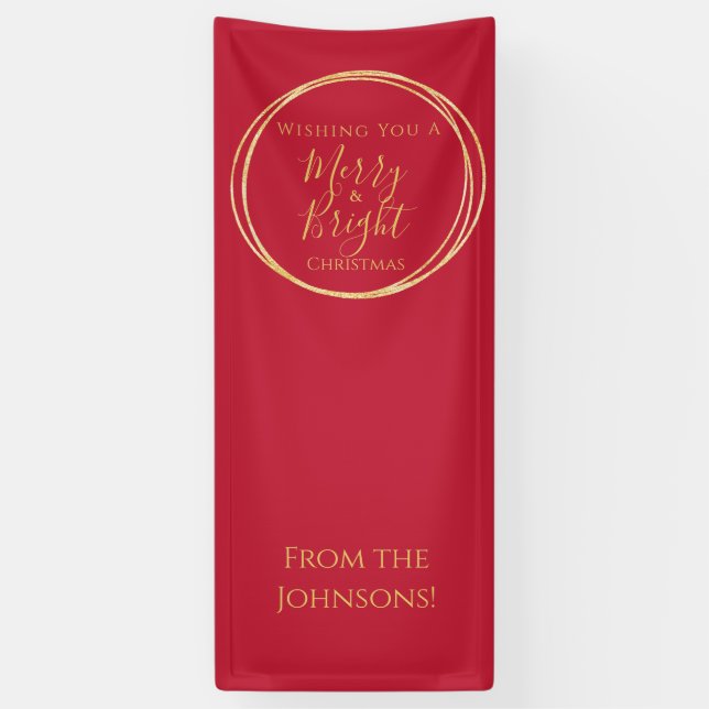 Weihnachts-Party Merry and Bright Red Gold Banner (Vertikal)