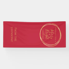 Weihnachts-Party Merry and Bright Red Gold Banner