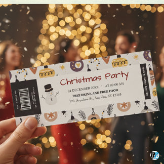 Weihnachts-Party mit Barcode und DJ-Name, Eintritt Einladung