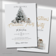 Weihnachts-Party mit Baum und Präsentationen Einla