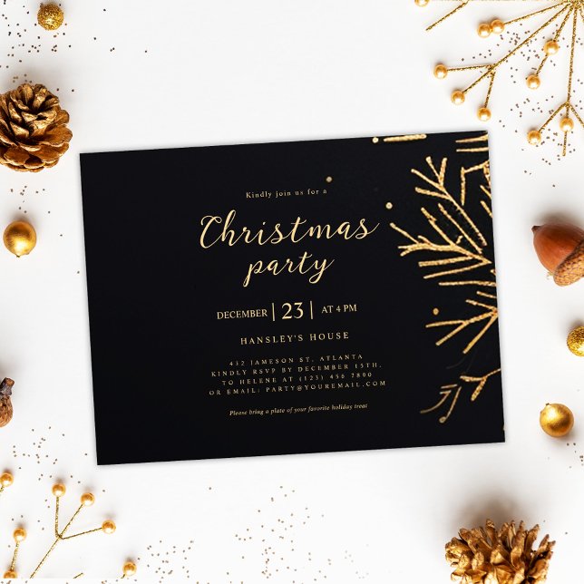 Weihnachts-Party Moderne Elegante Festtage Einladungspostkarte (Christmas Party Modern Elegant Festive Holiday Invitation Postcard)