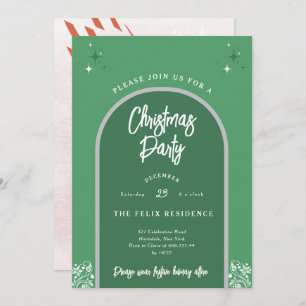 Weihnachts-Party Moderner Bogen in Grün Einladung