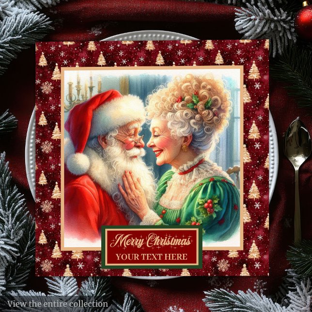 Weihnachts-Party Napkins Red Gold Green Santa Serviette (Christmas Party Napkins Red Gold Green Santa)