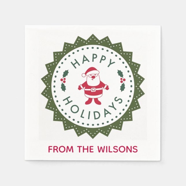 Weihnachts-Party Niedlicher Cartoon Serviette (Vorderseite)