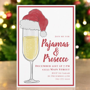 Weihnachts-Party Pajamas und Prosecco Einladung