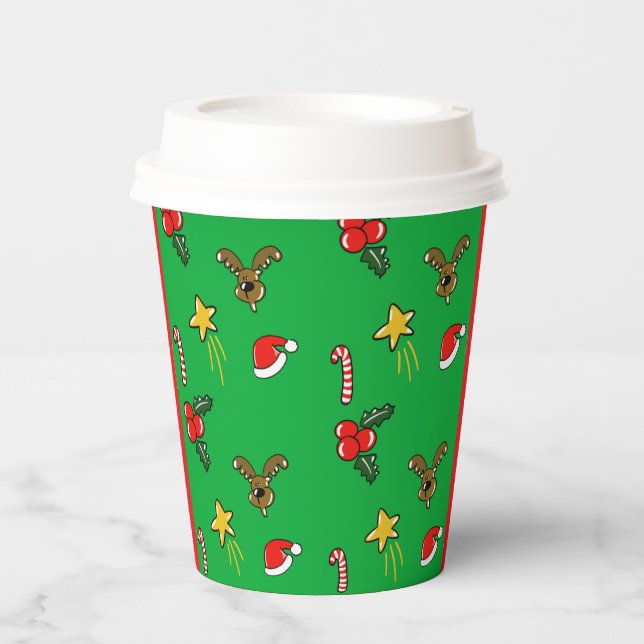 Weihnachts Party Paper Cups - Niedliches Urlaubsmu Pappbecher (Vorderseite)