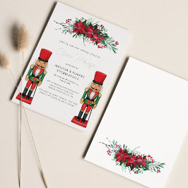 Weihnachts-Party Poinsettia Toy Nutcracker Silver Folieneinladung