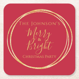 Weihnachts-Party Red Gold Rechteckiger Pappuntersetzer