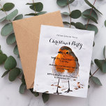 Weihnachts-Party Robin-Vogel-Schnee-Einladung<br><div class="desc">Ein traditionelles Winter- und Weihnachtsthema. Ein niedlicher Robin,  der in einen Garten kommt,  Hinterhof für die Sonnenblumenkerne,  die im Schnee liegen. Weißer Hintergrund (Schnee) Farben der Natur: orange,  braun und weiß. Vorlagen für Ihre Party-Details. 1 Blatt = 1 Einladung mit Druckkante bis Kante.</div>