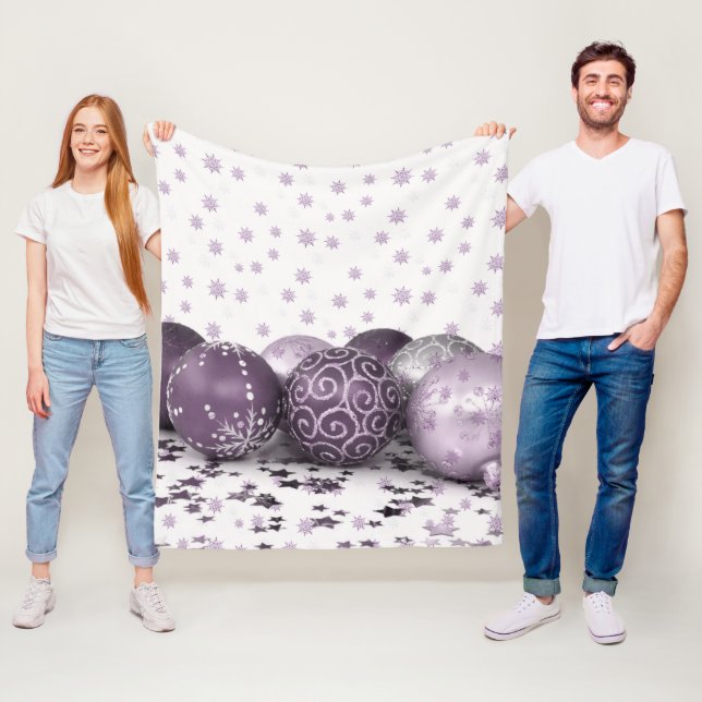 Weihnachts-Party Rosa Lila Ornamente Schneeflocken Fleecedecke (Beispiel)
